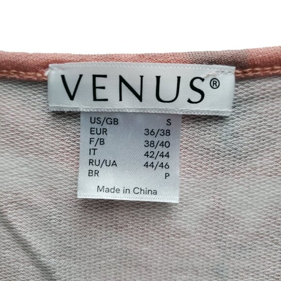 Soft Stretchy T-shirt Dress Ruched Side Midi BodyCon Peach Tie Dye Long Sleeve S - Picture 8 of 16